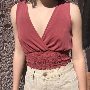 Urban Outfitters Textured Surplice Cropped Top